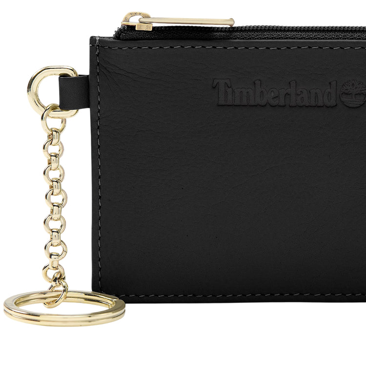 Portacarte Donna in pelle nera con portachiavi