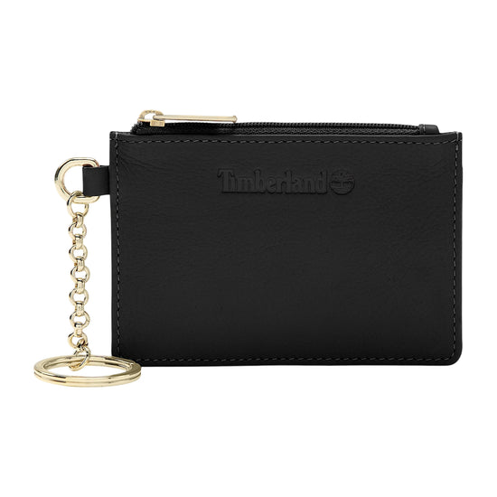 Portacarte Donna in pelle nera con portachiavi