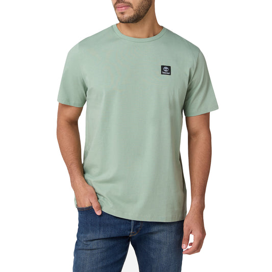 T-shirt Unisex Woven Badge Verde chiaro modello frontale