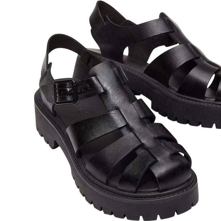 Sandalo Fisherman Donna con plateau Stone Street Nero