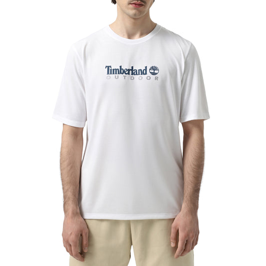 T-shirt Uomo in Bianco con logo lettering frontale modello frontale