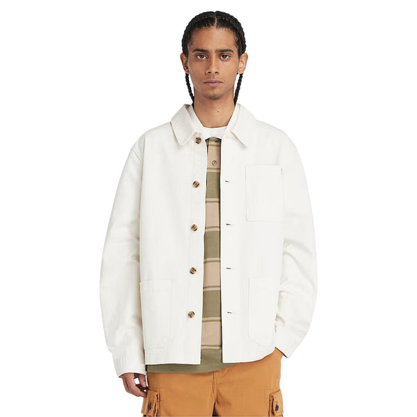 Giacca Uomo Chore in tela effetto lavato Kempshire Bianco modello frontale