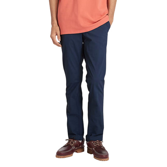 Pantaloni Chino Uomo in Popeline Blu scuro modello frontale