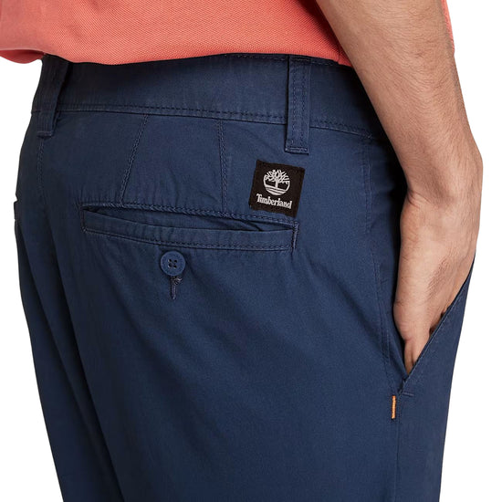 Pantaloni Chino Uomo in Popeline Blu scuro dettaglio retro