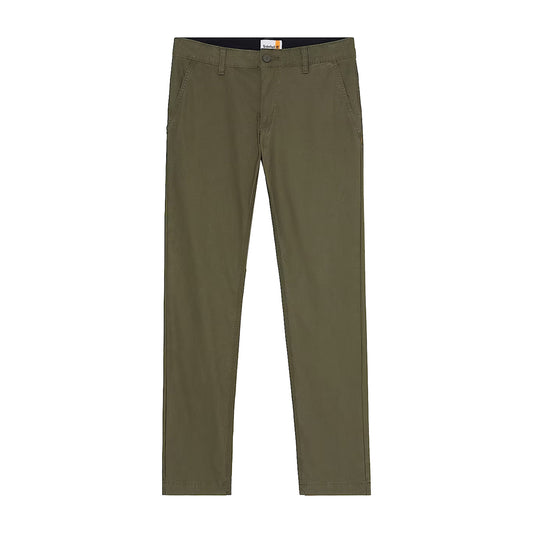 Pantaloni Chino Uomo in Popeline Verde scuro