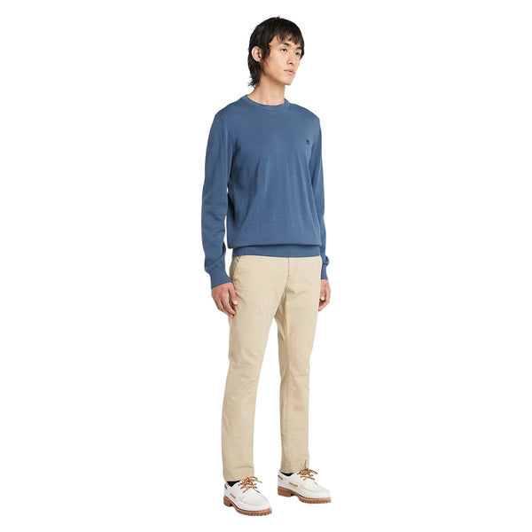 Pantaloni Chino Uomo in Popeline Beige modello intero frontale
