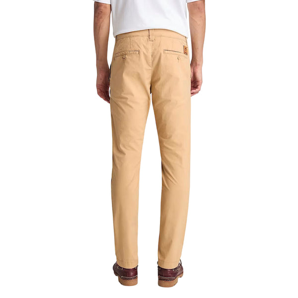 Pantaloni Chino Uomo in Popeline Giallo modello retro