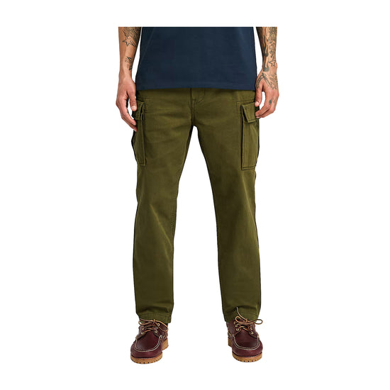 Pantaloni Cargo Uomo in Twill Brookline verde oliva modello frontale