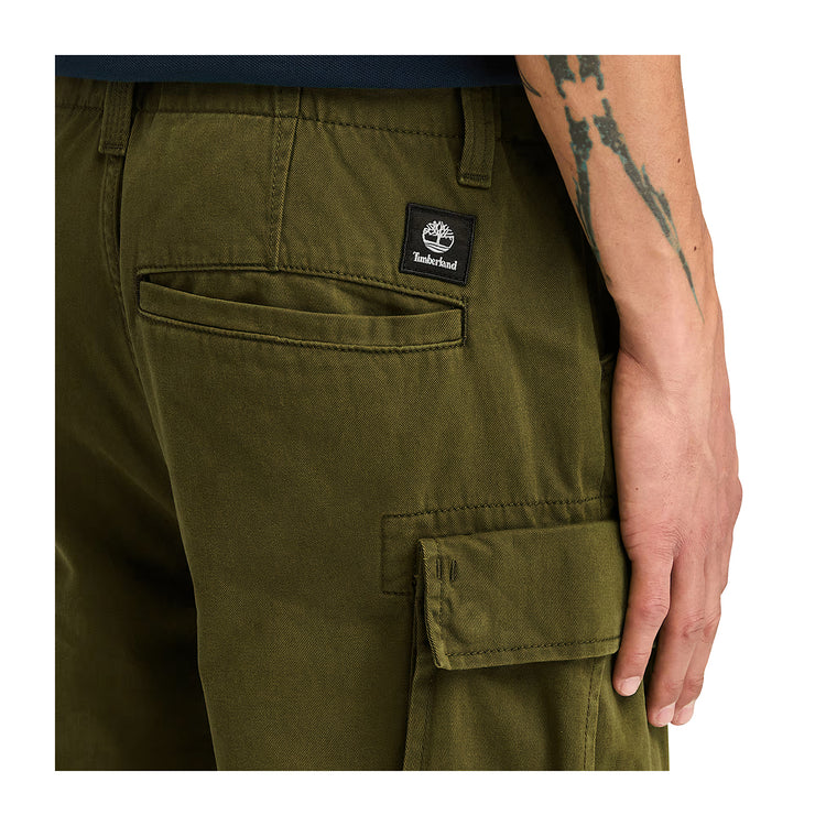 Pantaloni Cargo Uomo in Twill Brookline verde oliva dettaglio