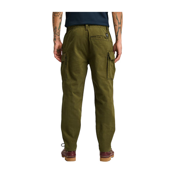 Pantaloni Cargo Uomo in Twill Brookline verde oliva modello retro