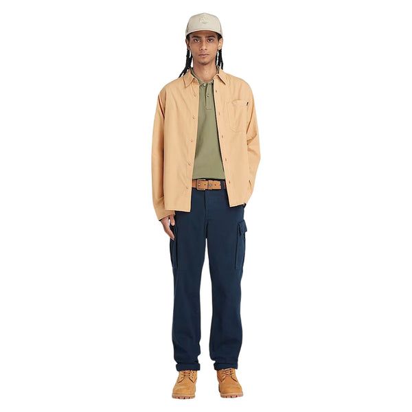 Pantaloni Cargo Uomo in Twill Brookline Blu scuro modello intero frontale