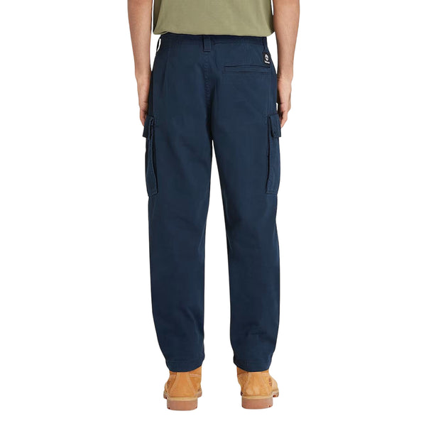 Pantaloni Cargo Uomo in Twill Brookline Blu scuro modello retro