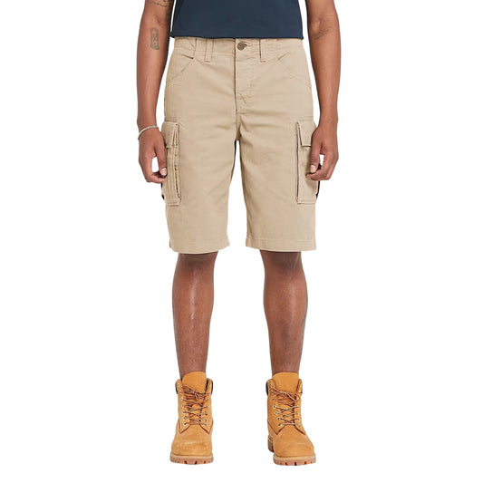 Shorts Cargo da Uomo in Twill Brookline Beige modello frontale
