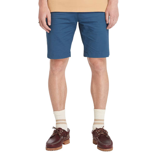 Shorts Uomo Chino in Popeline Claremont Blu modello frontale