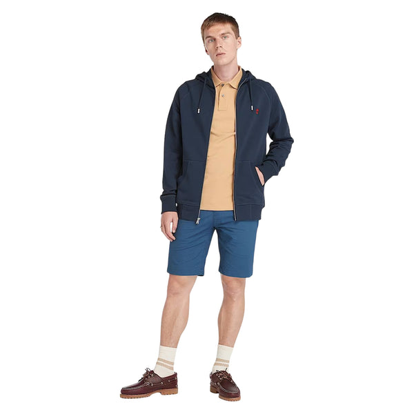 Shorts Uomo Chino in Popeline Claremont Blu modello intero frontale