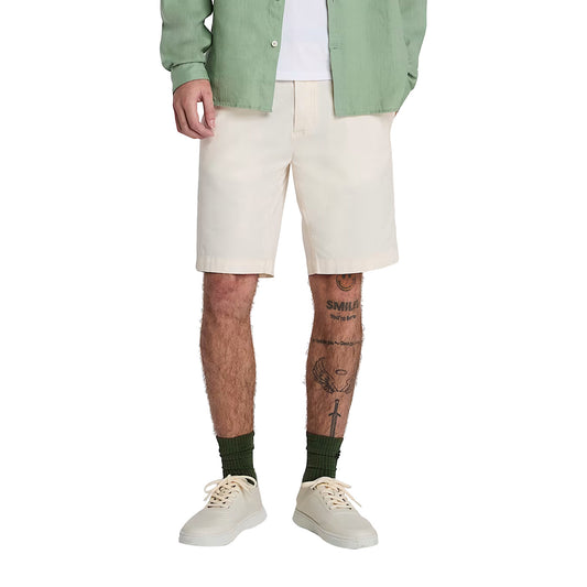 Shorts Uomo Chino in Popeline Claremont Beige chiaro modello frontale