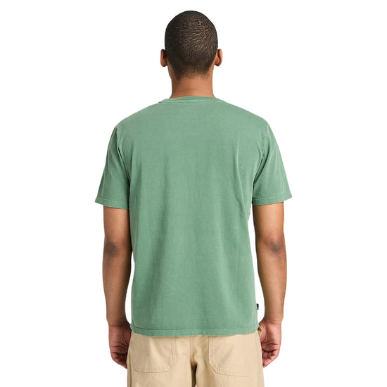 T-shirt di cotone con grafica e logo ricamato in verde chiaro 