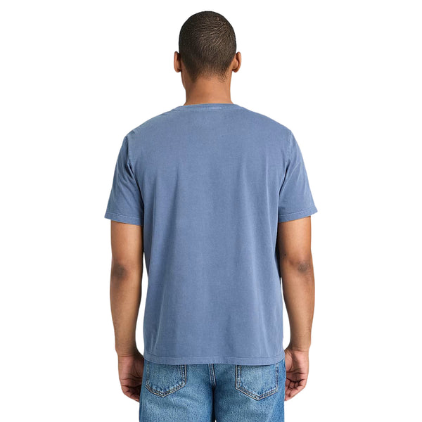 T-shirt con grafica a tinta unita e logo ricamato in blu chiaro