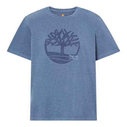 T-shirt con grafica a tinta unita e logo ricamato in blu chiaro