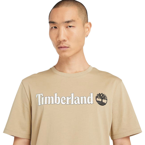 T-shirt Uomo Con Logo Lineare Kennebec River Beige modello frontale ravvicinato
