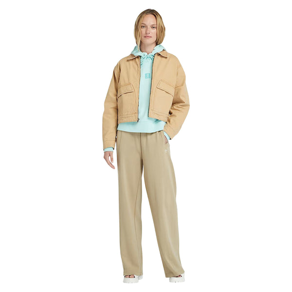 Giacca Bomber Donna in Tela Effetto Lavato Strafford Beige modella intera frontale