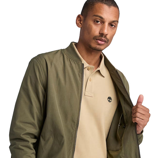 Giacca Uomo Bomber idrorepellente Verde scuro modello frontale ravvicinato 