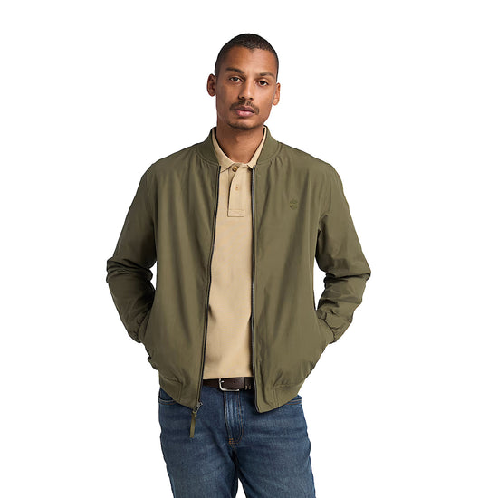 Giacca Uomo Bomber idrorepellente Verde scuro modello frontale