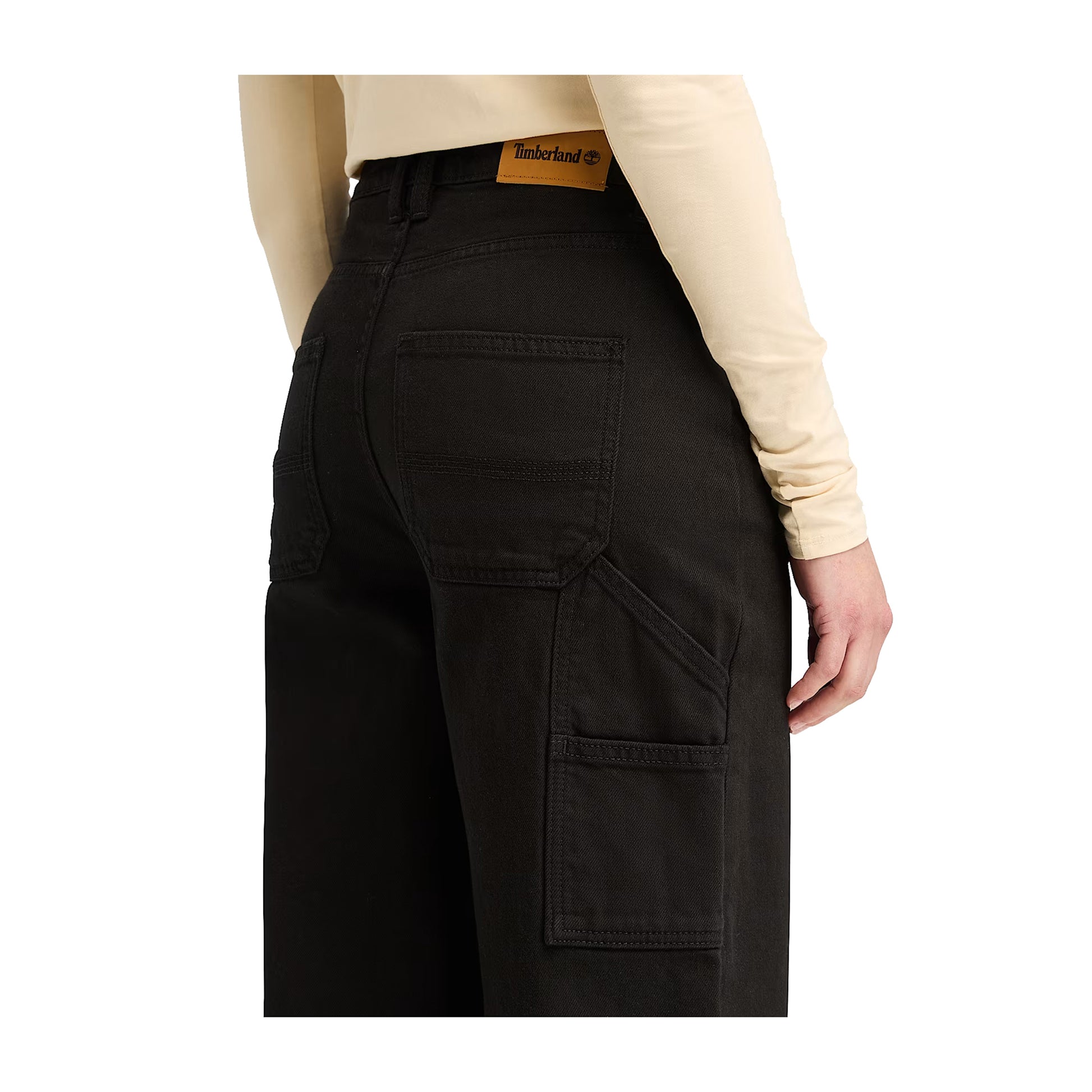 dettaglio retro Pantaloni Donna in stile carpentiere nero