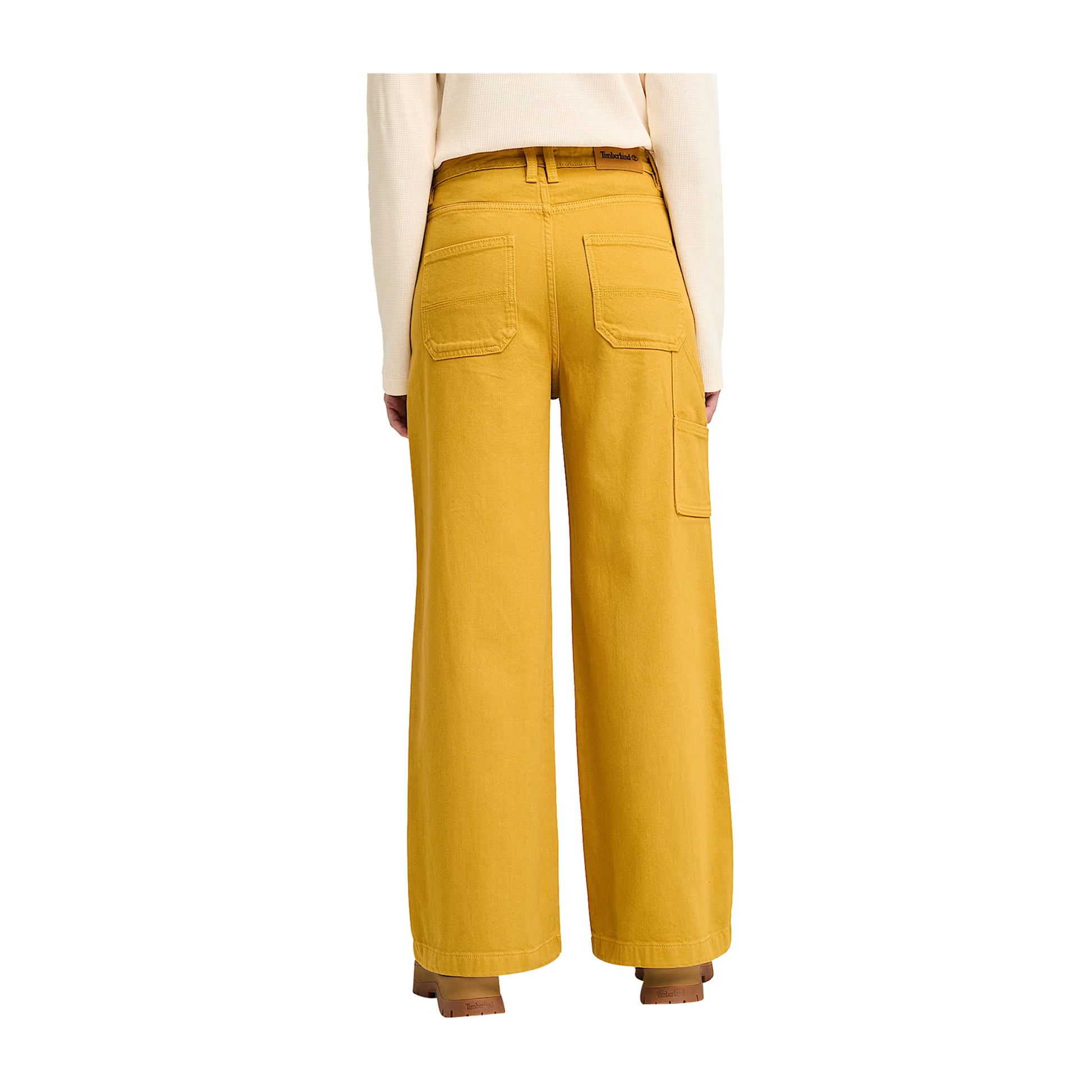 modella retro Pantaloni Donna in stile carpentiere giallo