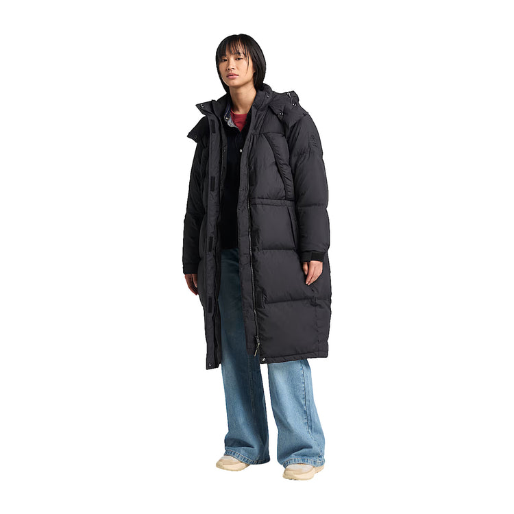 Parka Lungo Donna Howker Nero modella intera frontale