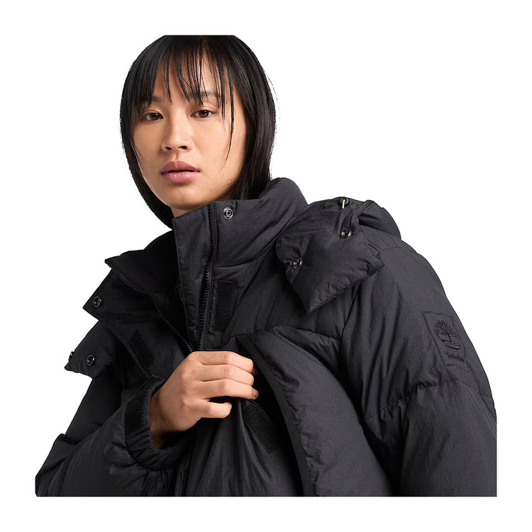 Parka Lungo Donna Howker Nero modella ravvicinata 