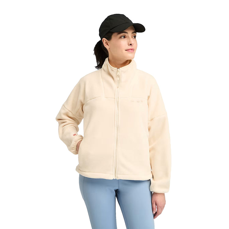 Pile Donna a zip intera Polartec beige modella frontale