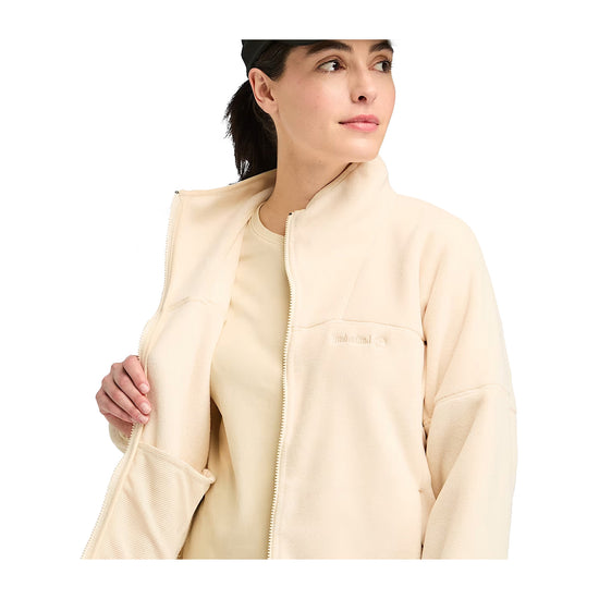 Pile Donna a zip intera Polartec beige dettaglio