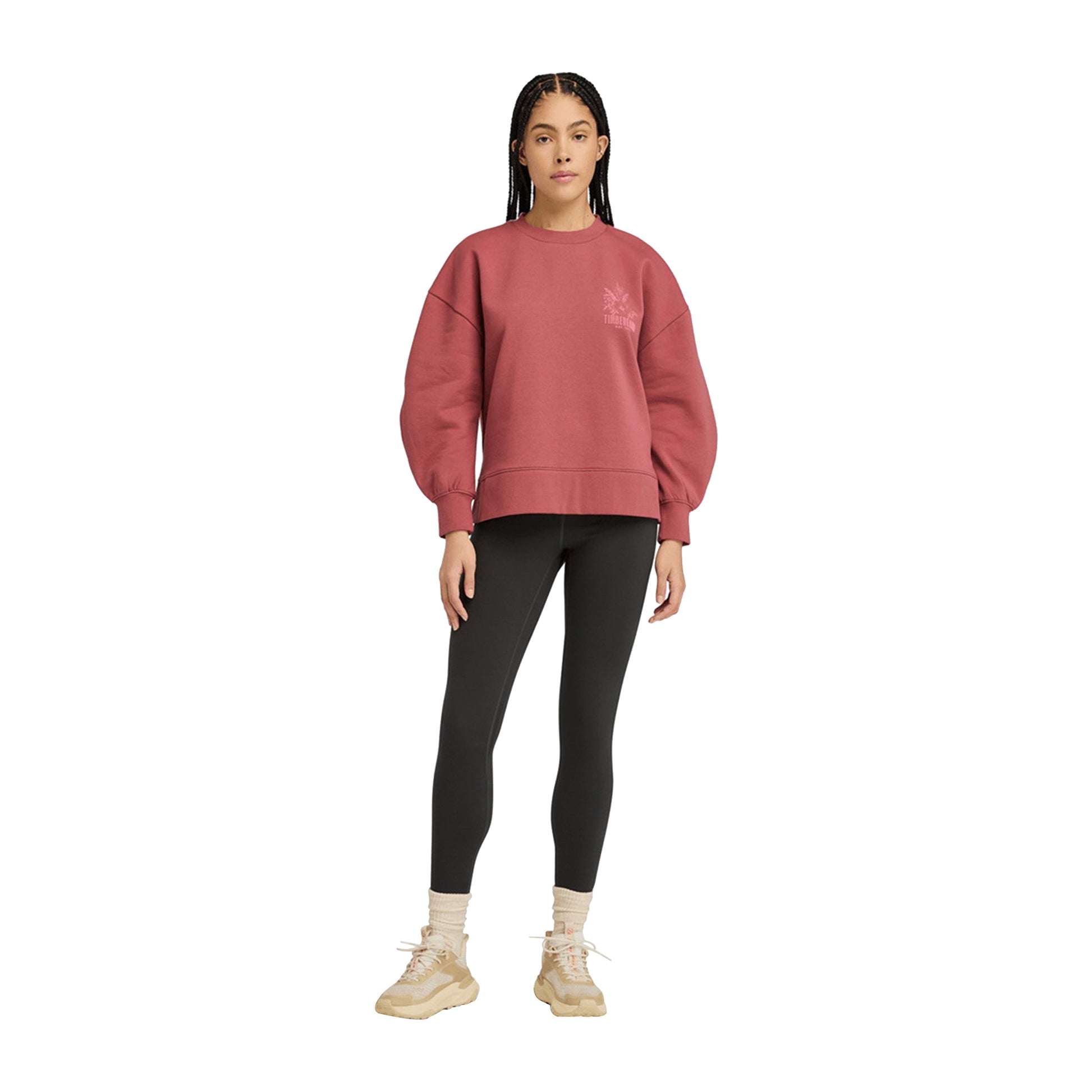 Felpa Donna oversize Rosa modella frontale intera