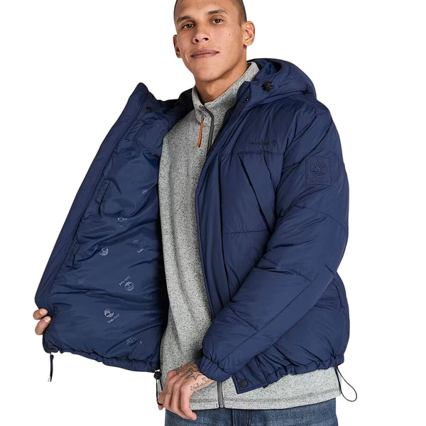 Piumino Uomo Idrorepellente Puffer Blu dettaglio interno