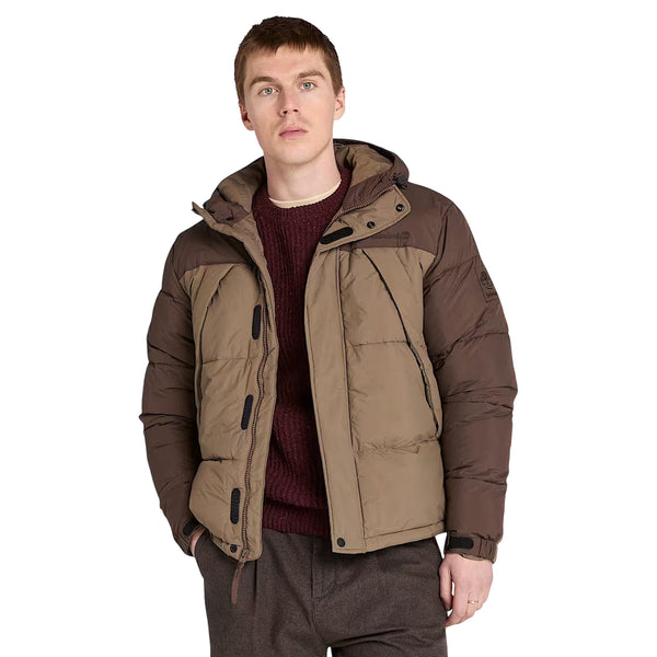 Piumino Uomo Idrorepellente Puffer Marrone modello frontale