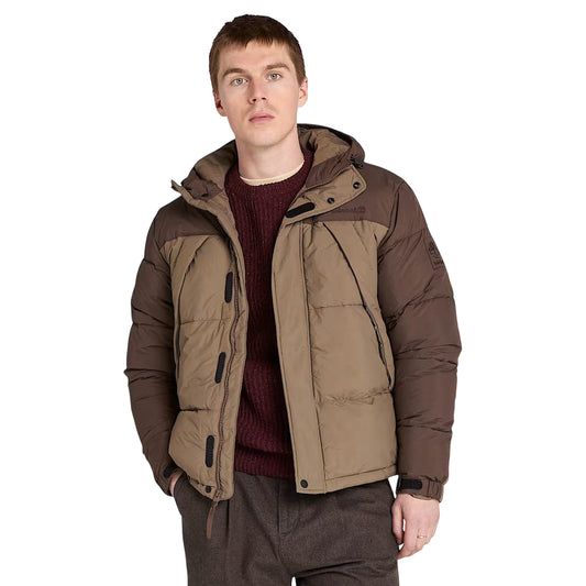 Piumino Uomo Idrorepellente Puffer Marrone modello frontale