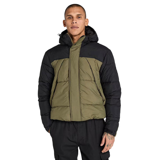 Piumino Uomo Idrorepellente Puffer Verde scuro modello frontale