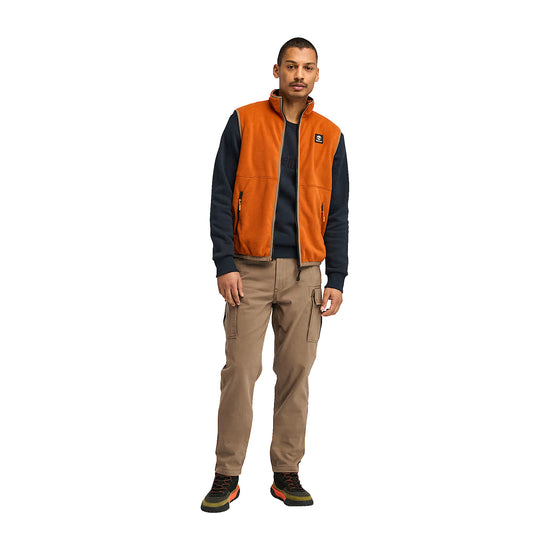 Gilet Uomo in Pile Arancione modello intero frontale