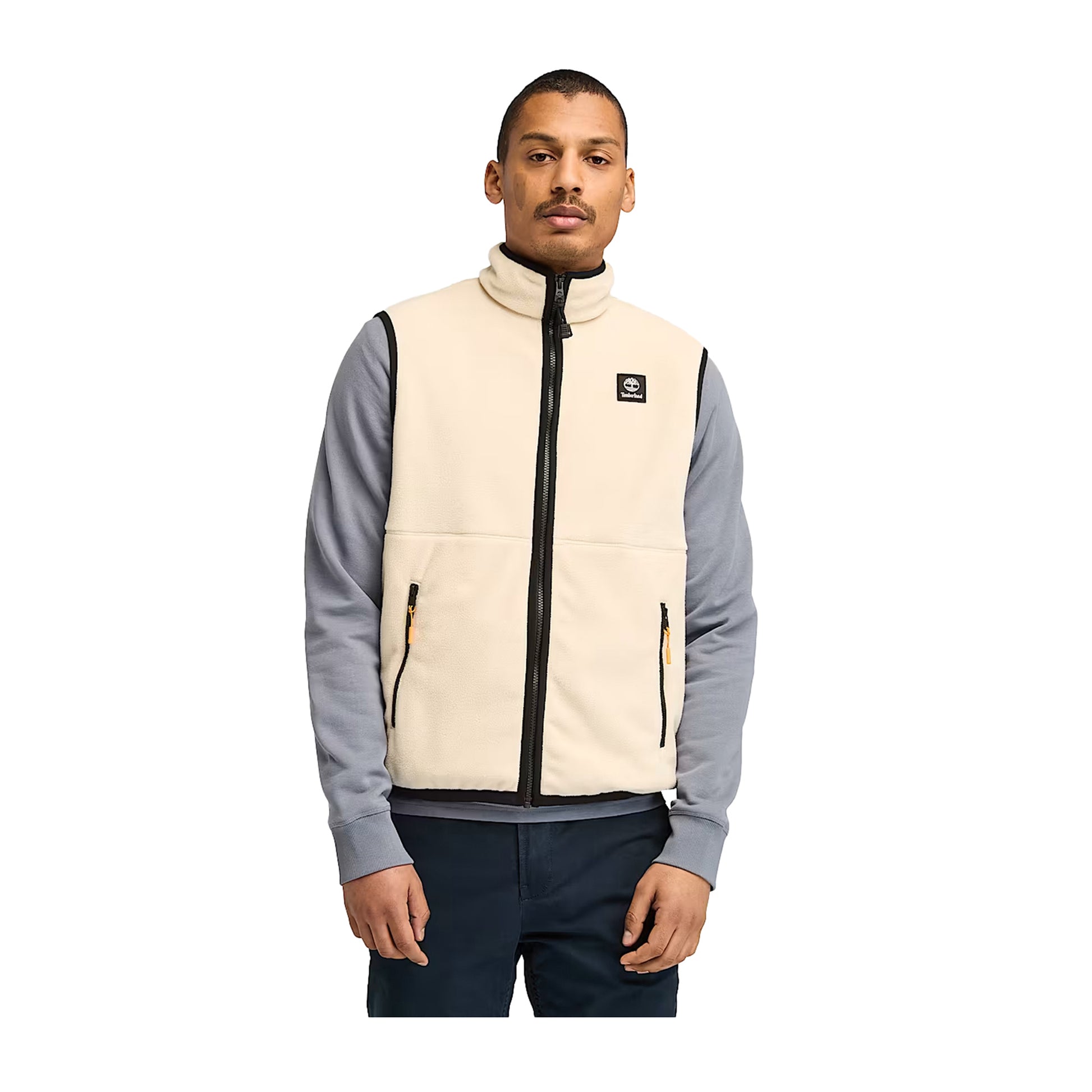 Gilet Uomo in Pile Beige chiaro modello frontale