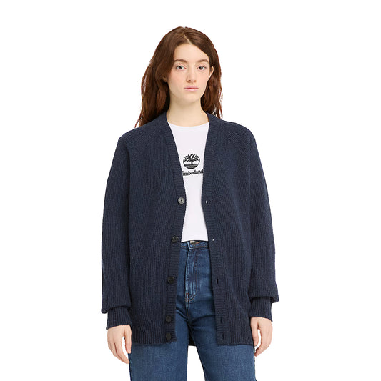 Cardigan Unisex Phillips Brook Blu scuro modella