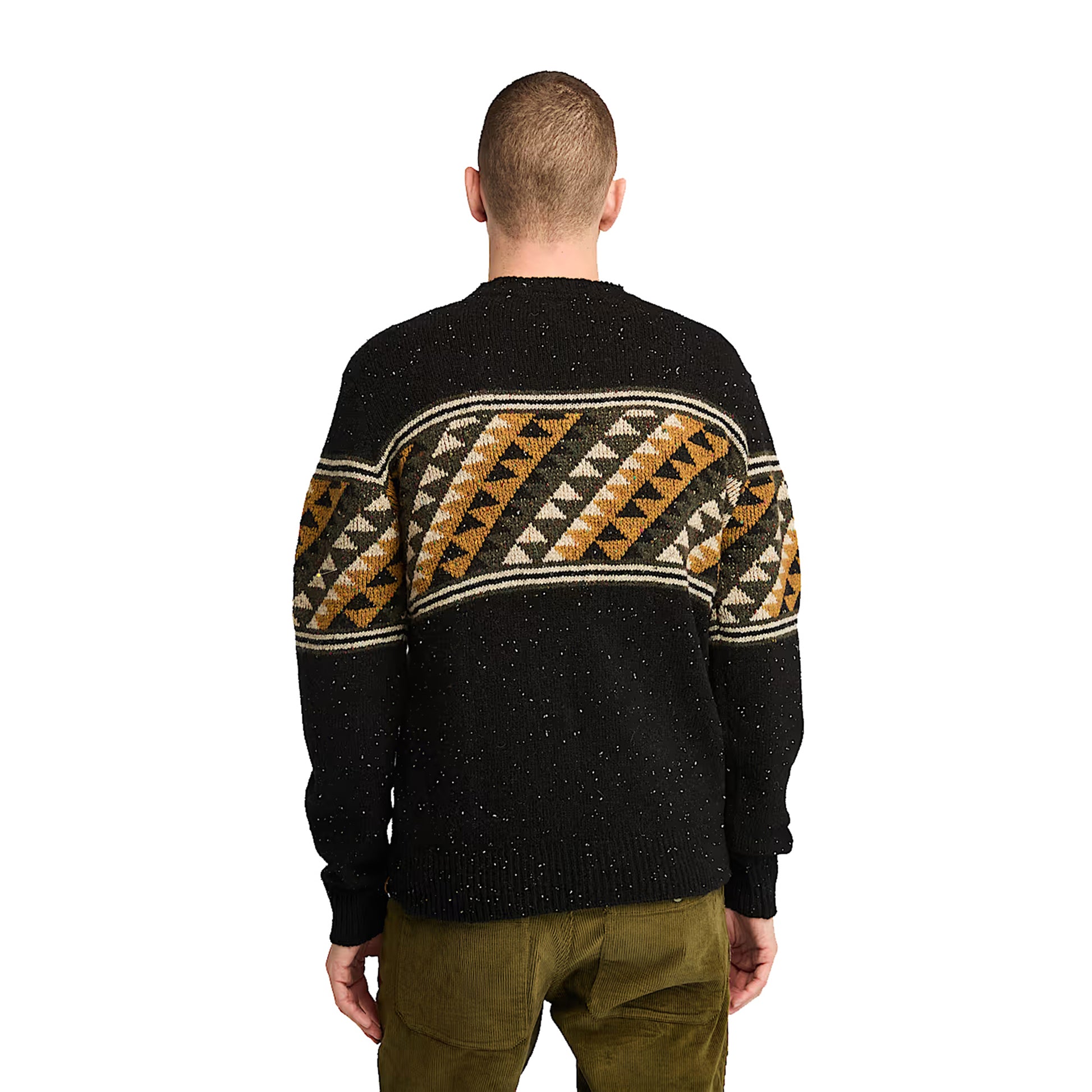 Maglione Uomo Girocollo Fair Isle Nero modello retro