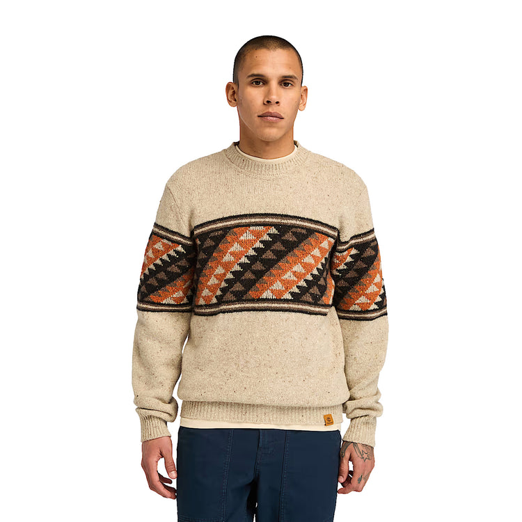 Maglione Uomo Girocollo Fair Isle Beige modello frontale