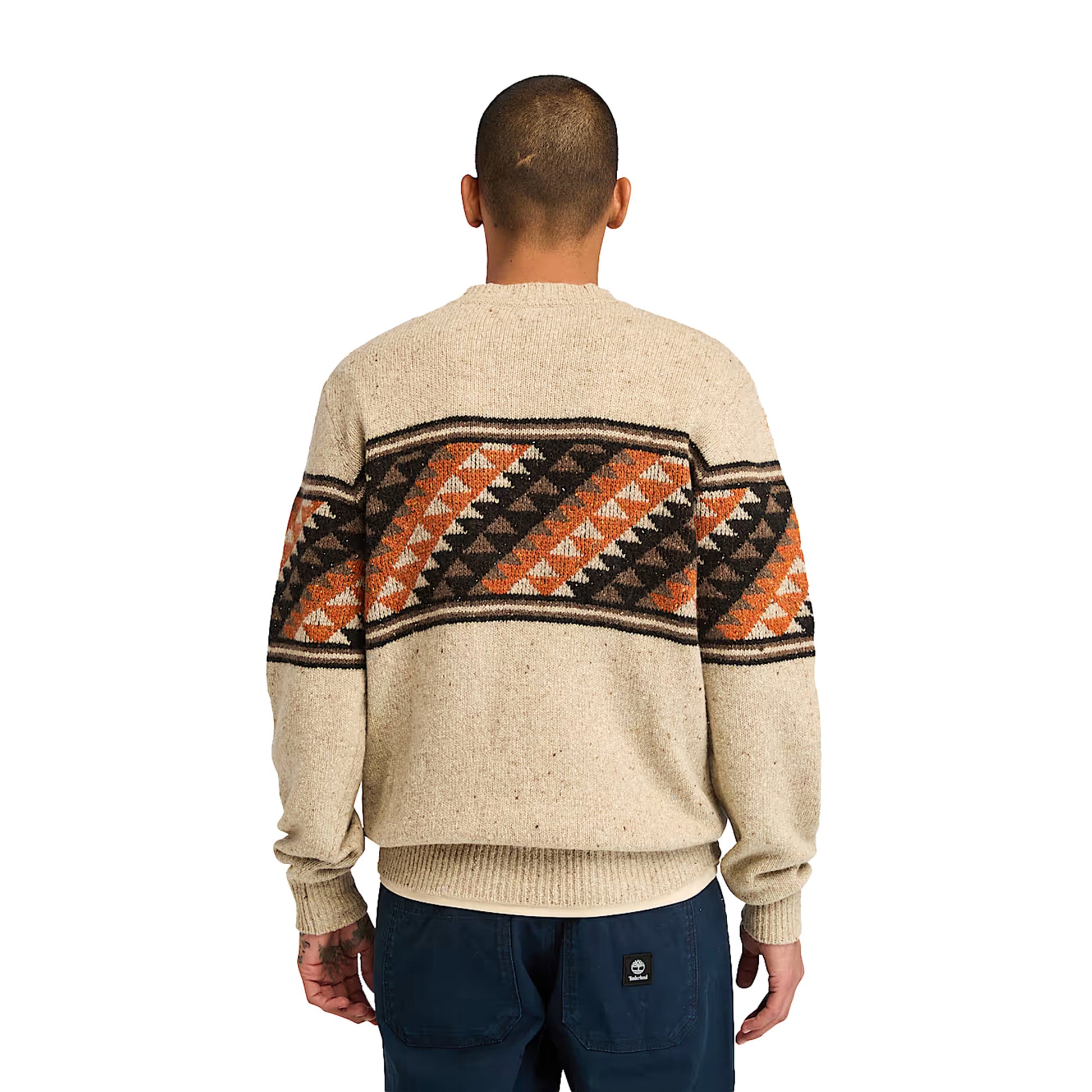 Maglione Uomo Girocollo Fair Isle Beige modello retro