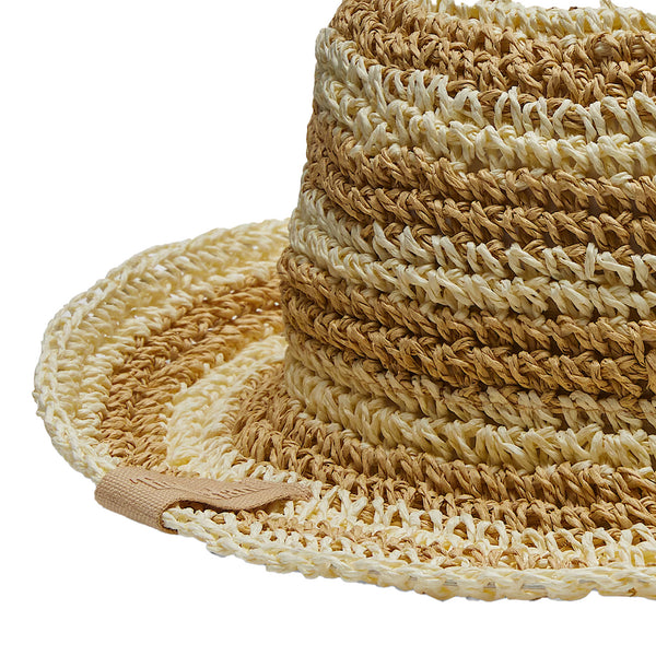 Cappello Cloche Donna in Paglia Ripiegabile beige dettaglio