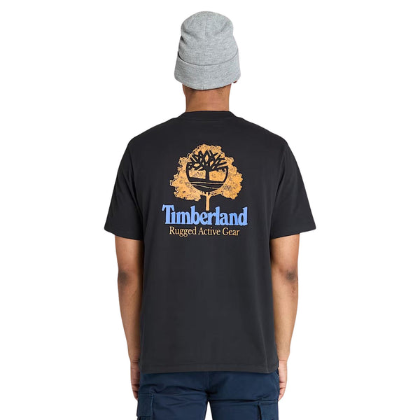 T-shirt Uomo grafica sul retro Rugged Active Gear Nero modello retro