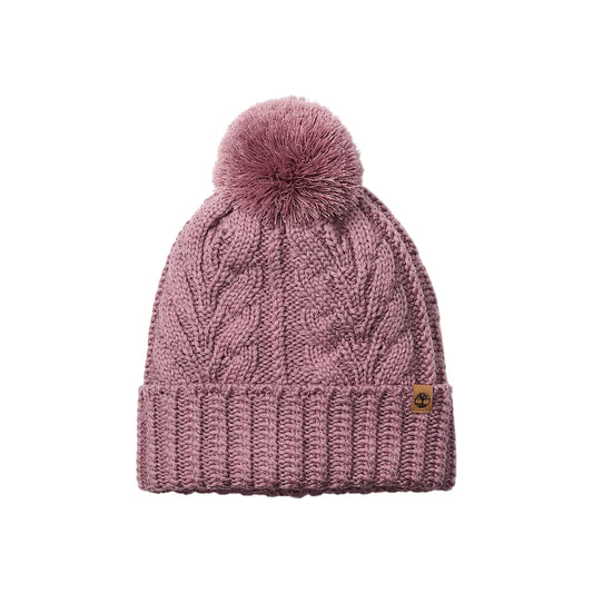 Berretto Donna a trecce con pompon Rosa