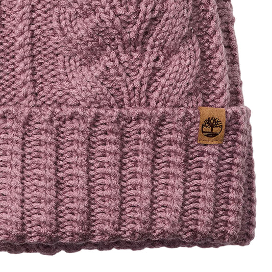 Berretto Donna a trecce con pompon Rosa dettaglio