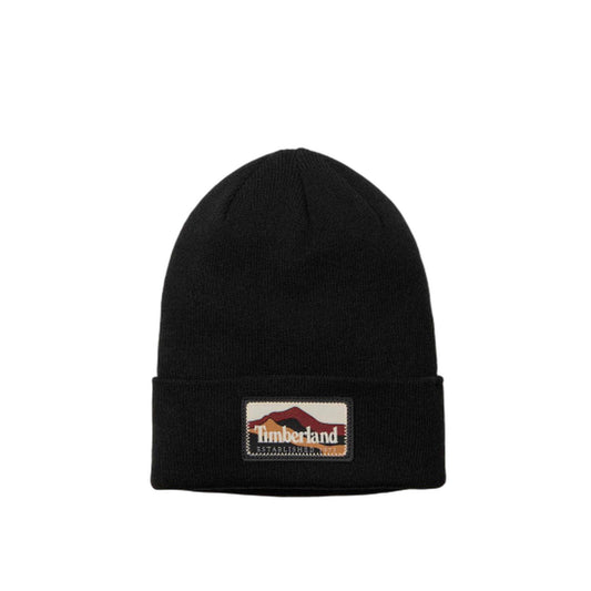 Berretto Nero con patch montagna con logo