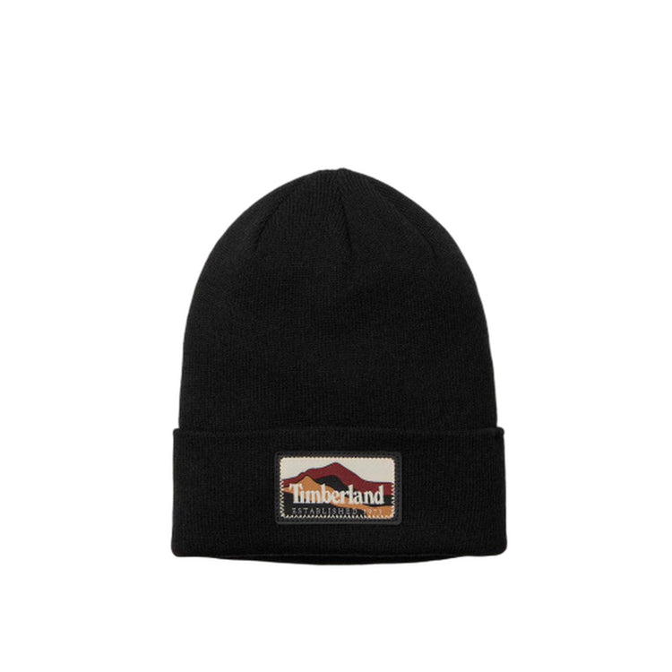 Berretto Nero con patch montagna con logo